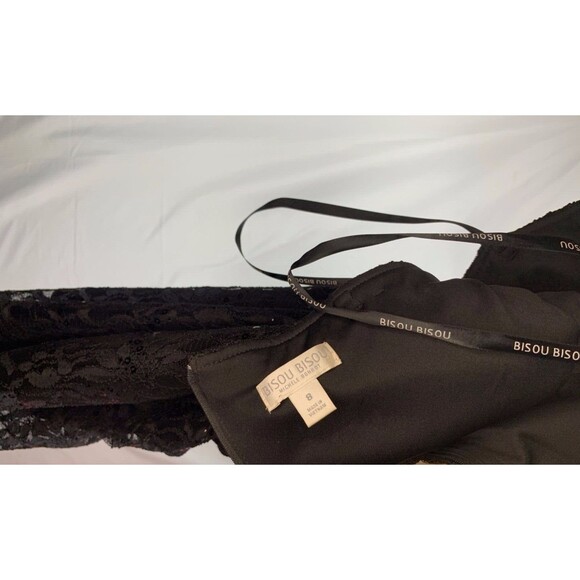 Bisou Bisou Dress Womens 8 Black Sequin Lace Maxi Strapless Sleeveless Formal - Picture 7 of 11